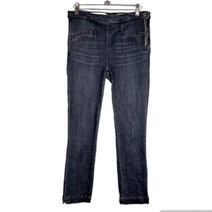 Anthropologie Pilcro High Rise Denim Legging Dark Wash Side Zip Women's Size 25